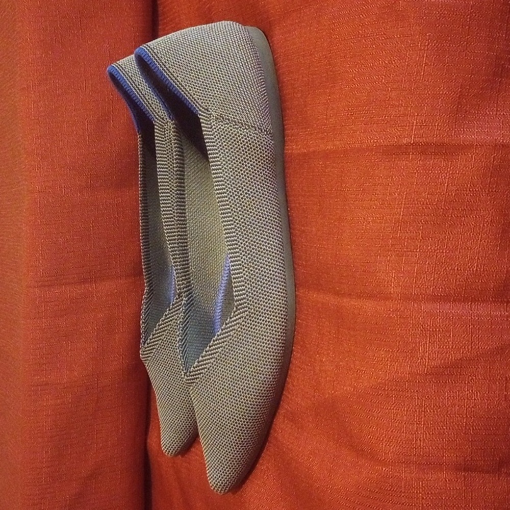 Rothys The Point Gray Knit Flats Shoes Size 8.5